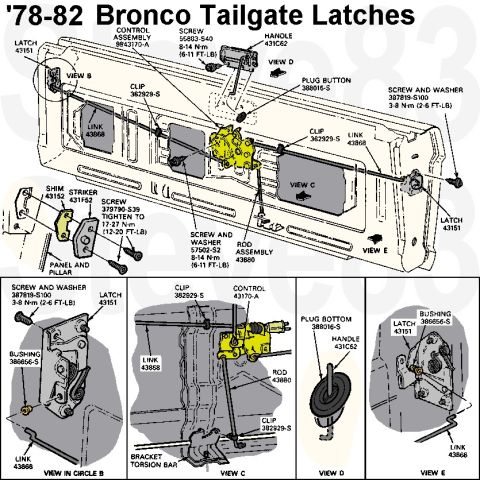 1983 Ford Bronco - '78-82 Bronco Tailgate Latches IF THE IMAGE IS TOO SMALL, click it. .