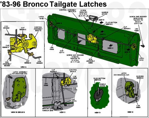 1983 Ford Bronco - '83-96 Bronco Tailgate Latches IF THE IMAGE IS TOO SMALL, click it. .