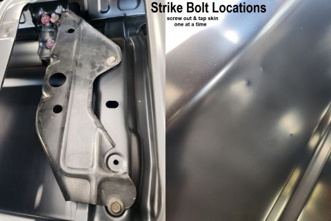 1983 Ford Bronco - Swingaway Strike Brace & Bolts IF THE IMAGE IS TOO SMALL, click it. When replacing the t/g shell, it's best to use the strike bracket to po…