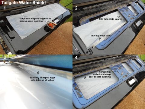 1983 Ford Bronco - Tailgate Watershield IF THE IMAGE IS TOO SMALL, click it. The factory painted-paper shield is ineffective & installed wrong. This one actua…