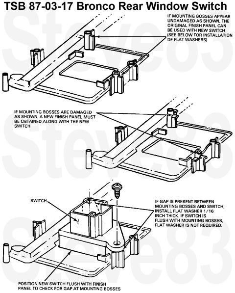 1983 Ford Bronco - TSB 87-03-17 POWER WINDOW - TAILGATE SWITCH BINDS IN THE "UP" POSITION VEHICLES BUILT PRIOR TO 11/03/86 LIGHT TRUCK 1987 BRONCO ISSUE: The…