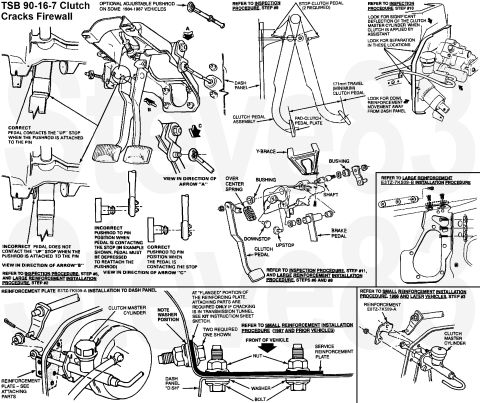 1983 Ford Bronco - TSB 90-16-7 CRACKS - DASH (ENGINE COMPARTMENT BULKHEAD) - CLUTCH MASTER CYLINDER AREA - VEHICLES BUILT BEFORE 6/15/90 - CLUTCH, HIGH EFFORT…