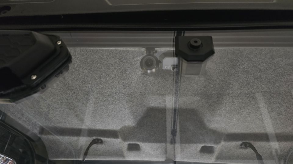 Dash cam mounted on interior windshield