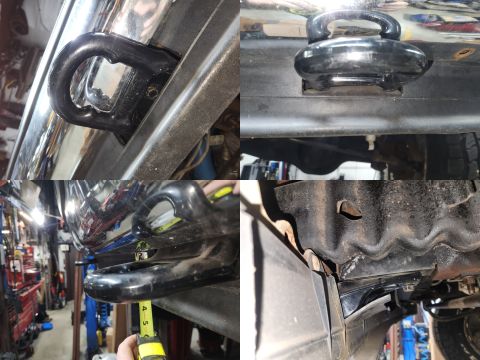 1983 Ford Bronco - Details of factory '97-14 F150 front towing eyes on Yield Designs brackets for '92-96 Broncos (and Fs with inboard sway bar tabs) with fact…