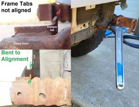 1983 Ford Bronco - These '92-96 bumper mounting tabs are bent, like most. They should align perfectly with each other, which is easy to correct with a large (…