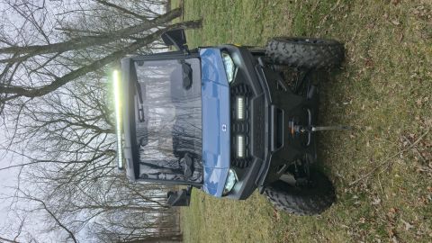 2025 Polaris RANGER - This blue UTV is equipped with multiple LED light bars for enhanced visibility.