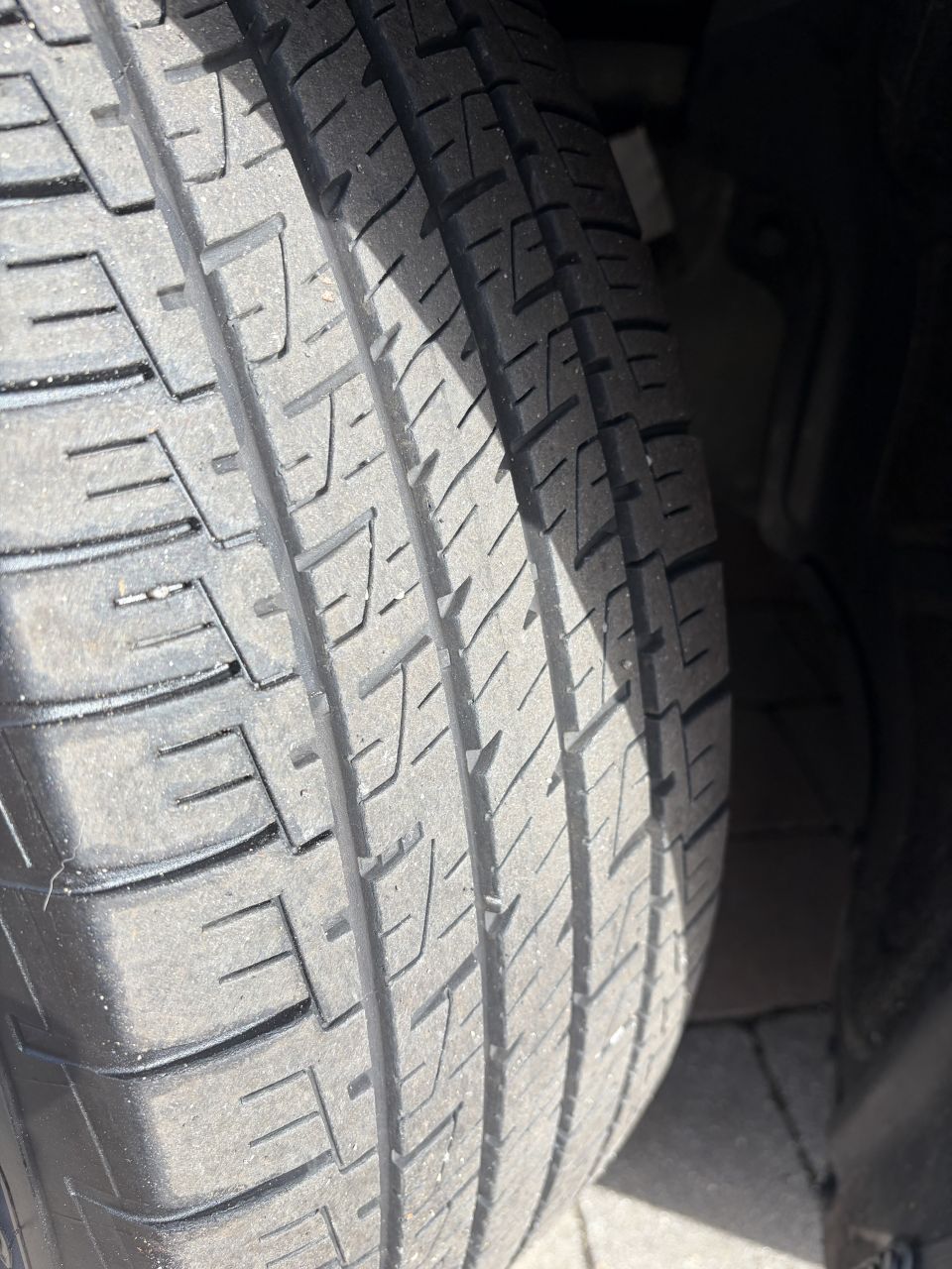 Close-up of tire tread pattern