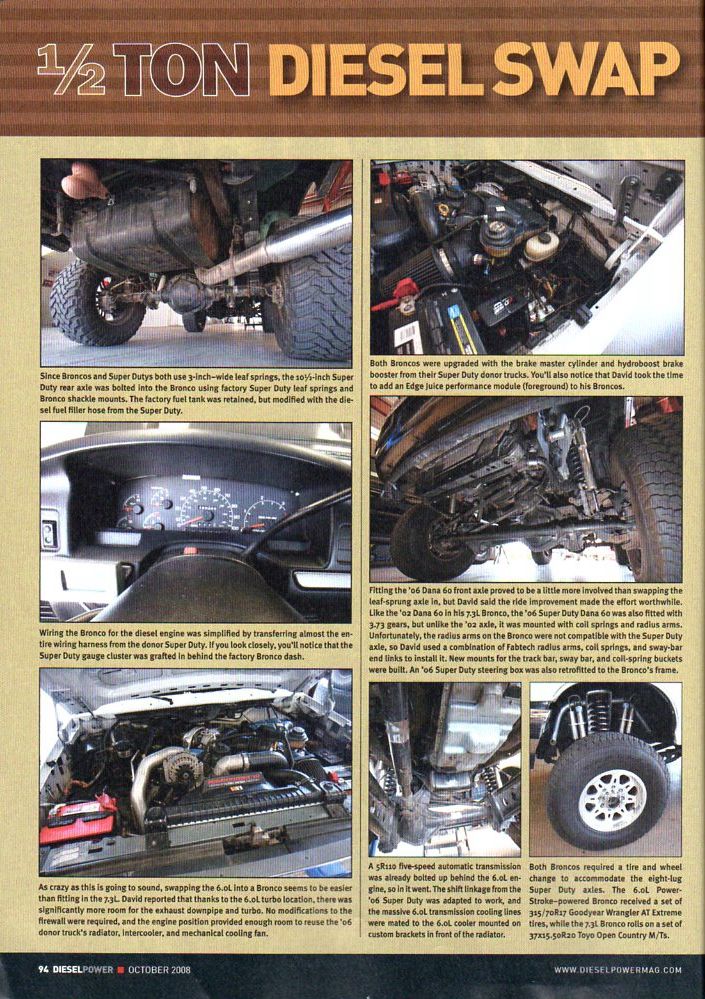 Underside of a lifted Ford Bronco showing a Super Duty rear axle and fuel tank.