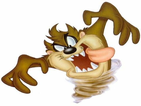 1985 Ford Bronco - The image shows a cartoon character, the Tasmanian Devil, in a whirlwind.