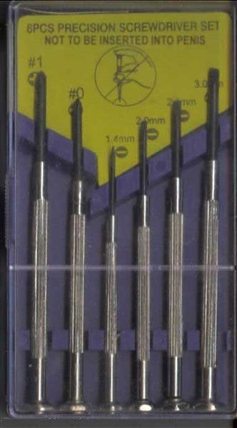 1985 Ford Bronco - A set of six small precision screwdrivers is displayed in a clear plastic case. The yellow backing card has text that reads "6PCS PRECISION…
