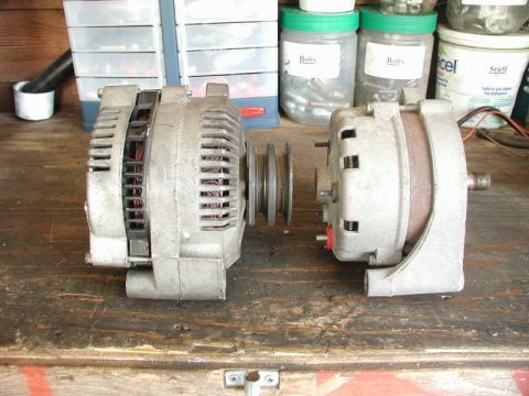 1985 Ford Bronco - I had to use a flat washer to clearance the old pulley on the new alternator.