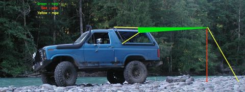 1985 Ford Bronco - And make a quick set-up awning for cheap: