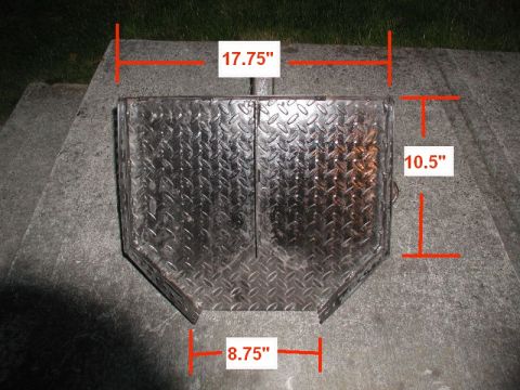 1985 Ford Bronco - A metal diamond plate box with dimensions marked is placed on concrete steps.