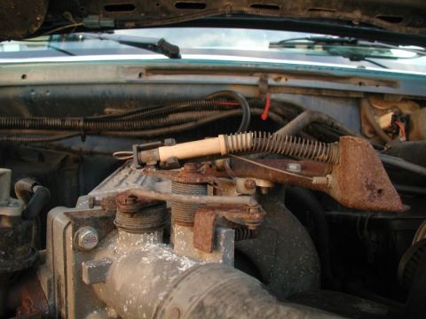 1985 Ford Bronco - I ended up getting the shifter cable for a tandem bike. I ran the cable along side the accelerator cable, then through the plastic piece on…