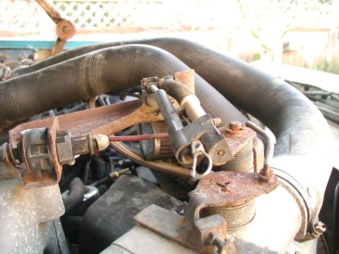 1985 Ford Bronco - I ended up getting the shifter cable for a tandem bike. I ran the cable along side the accelerator cable, then through the plastic piece on…