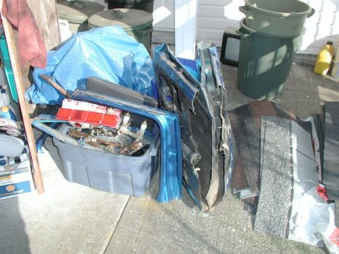 1985 Ford Bronco - The old door ready for the scrap pile.