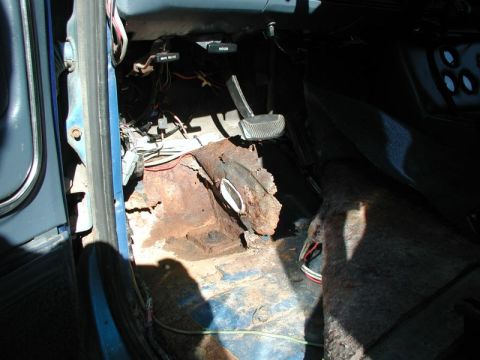 1985 Ford Bronco - Here is what is left of the drivers side floor.I already had a patch where the dimmer switch was, but now I'll have to make a larger patch.…