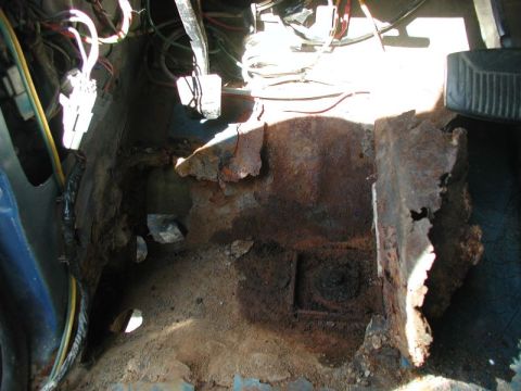 1985 Ford Bronco - Here is what is left of the drivers side floor.I already had a patch where the dimmer switch was, but now I'll have to make a larger patch.…