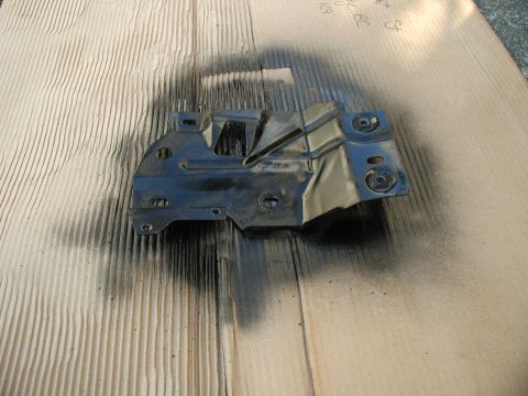 1985 Ford Bronco - The charcoal canister support all painted up.