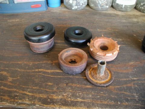1985 Ford Bronco - On the upper mount I had to trim down the rubber (keeping a shoulder on the bottom), trim down the metal cap, and trim down the internal sl…