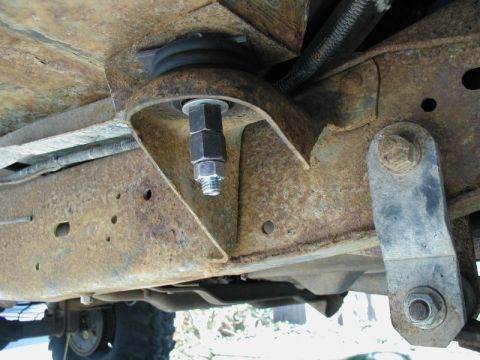 1985 Ford Bronco - I threw a bolt in the front cab mount just to keep things in place while I worked on the other side.