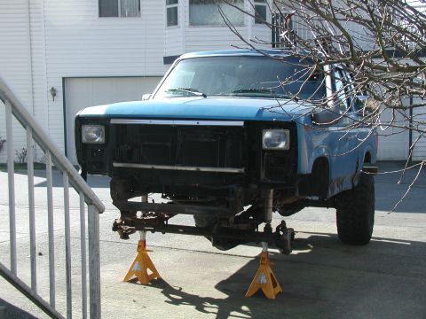 1985 Ford Bronco - Blue waiting to be worked on.