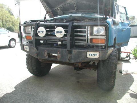 1985 Ford Bronco - Got the front bumper back on. I wanted to throw some fresh paint on it while it was off, but I used up all my paint the other day on the ro…