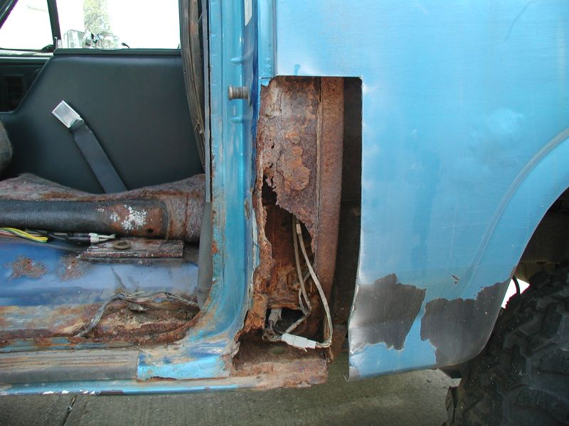 I cut open the bottom of the B pillars so I could get an idea of what work needed to be done.