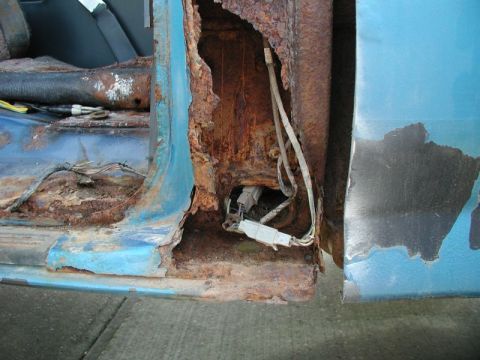 1985 Ford Bronco - I cut open the bottom of the B pillars so I could get an idea of what work needed to be done.