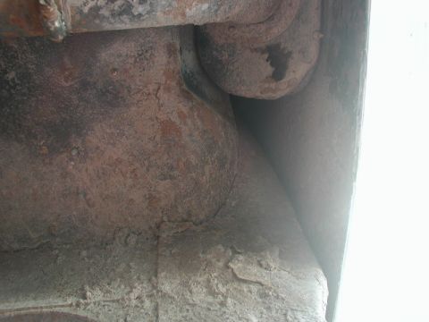 1985 Ford Bronco - Left side, looking straight up (shackle to the left).