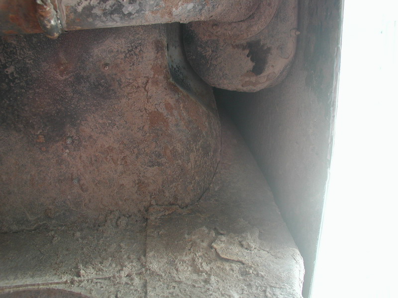 Left side, looking straight up (shackle to the left).