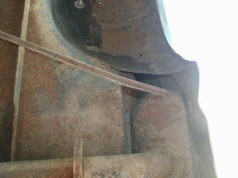 1985 Ford Bronco - Left side, looking straight up (shackle to the left).