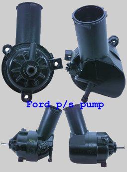 1985 Ford Bronco - Four views of a black Ford power steering pump are shown. Text on the image reads "Ford p/s pump".