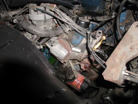 1985 Ford Bronco - Motor mostly back together. Stock P/S removed.