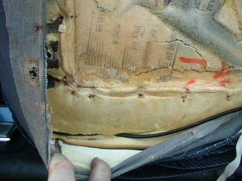 1985 Ford Bronco - Close up of the cable routing in the seat.