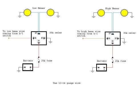 1985 Ford Bronco - Headlights with relays for low and hi beams