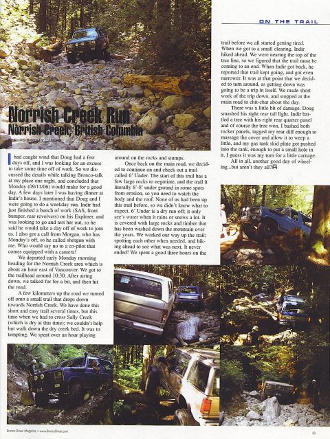 1985 Ford Bronco - A blue 1985 Ford Bronco navigates a rocky, wooded trail in Norrish Creek, British Columbia. The vehicle is shown from a low angle, climbing…