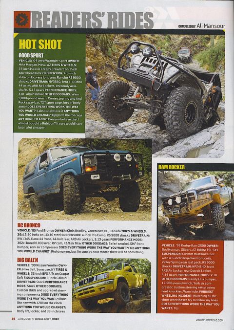 1985 Ford Bronco - June 2008, 4Wheel & Off-Road's "Reader's Rides", page 18: