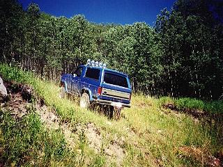 1985 Ford Bronco - Third time is a charm. Didn't realize I would have to back down. This hill was so steep that while backing down, the washer fluid was runni…