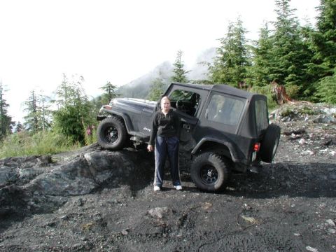 1985 Ford Bronco - Jenine striking a pose.