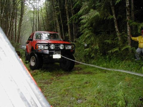 1985 Ford Bronco - Greg tried to winch off a tree, but they were all to thin.