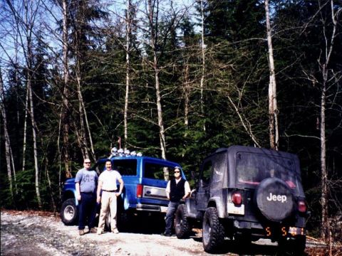 1985 Ford Bronco - Me, Ed, and his friend Chris strike a pose.