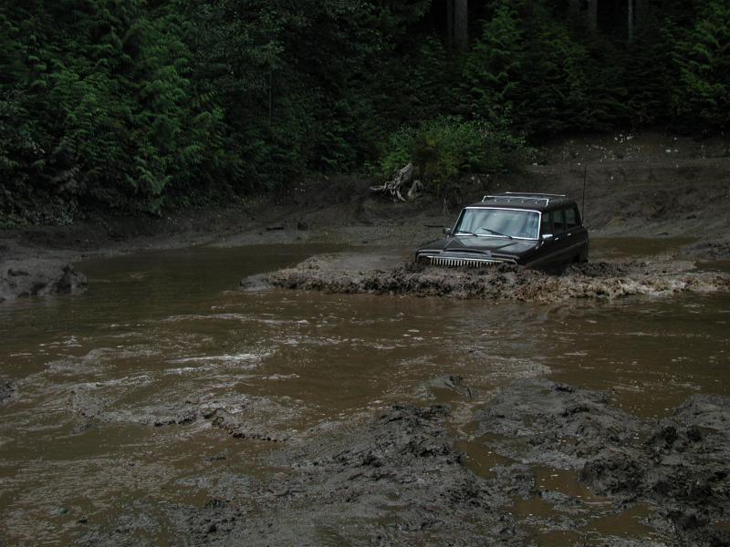Dave going into the mud puddle.