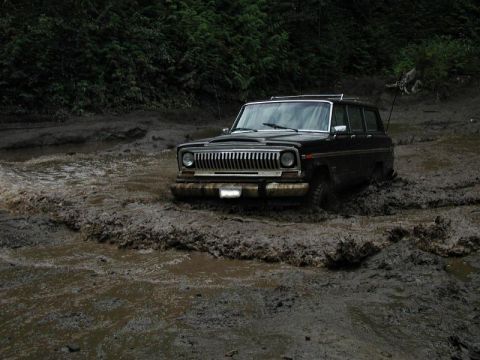 1985 Ford Bronco - Dave coming out of the mud puddle.