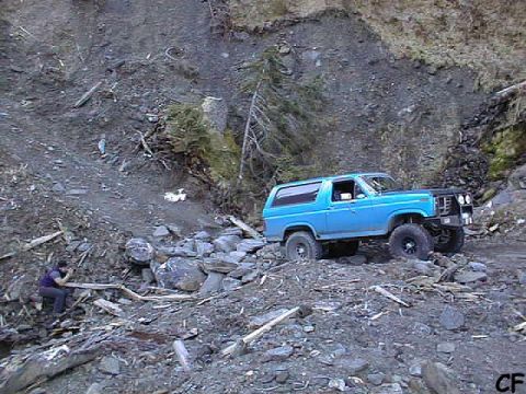 1985 Ford Bronco - Climbing out.