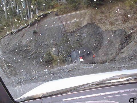 1985 Ford Bronco - Ed dropping into one of the washouts.