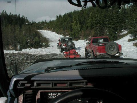1985 Ford Bronco - This was the end of the line. At a mere 4600' the snow was impassible, even for the quad. Here Yasu gives it a try.
