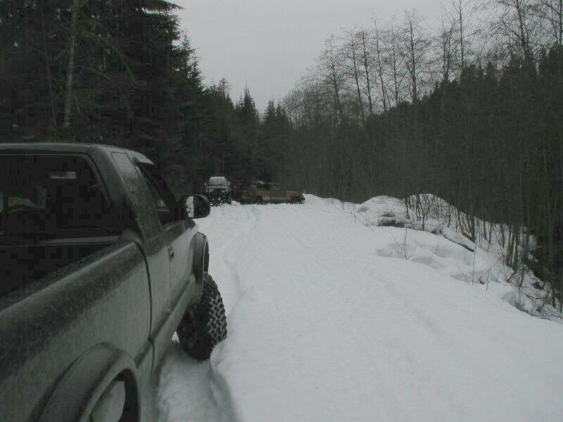 This is on Mamquam FSR after we decided to turn around. We were only around 10 km in, and the snow was slippery and getting deeper. Traction was very difficult.