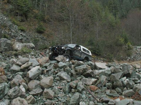 1985 Ford Bronco - Here is a huge pile of rocks that Kristian tried to get up. Without a locker he didn't get to far.