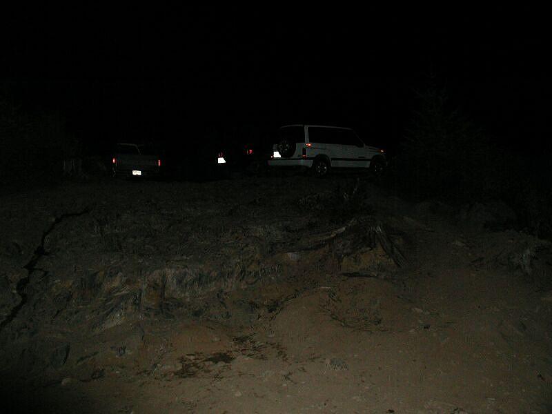 All three trucks at the top of the look-out.